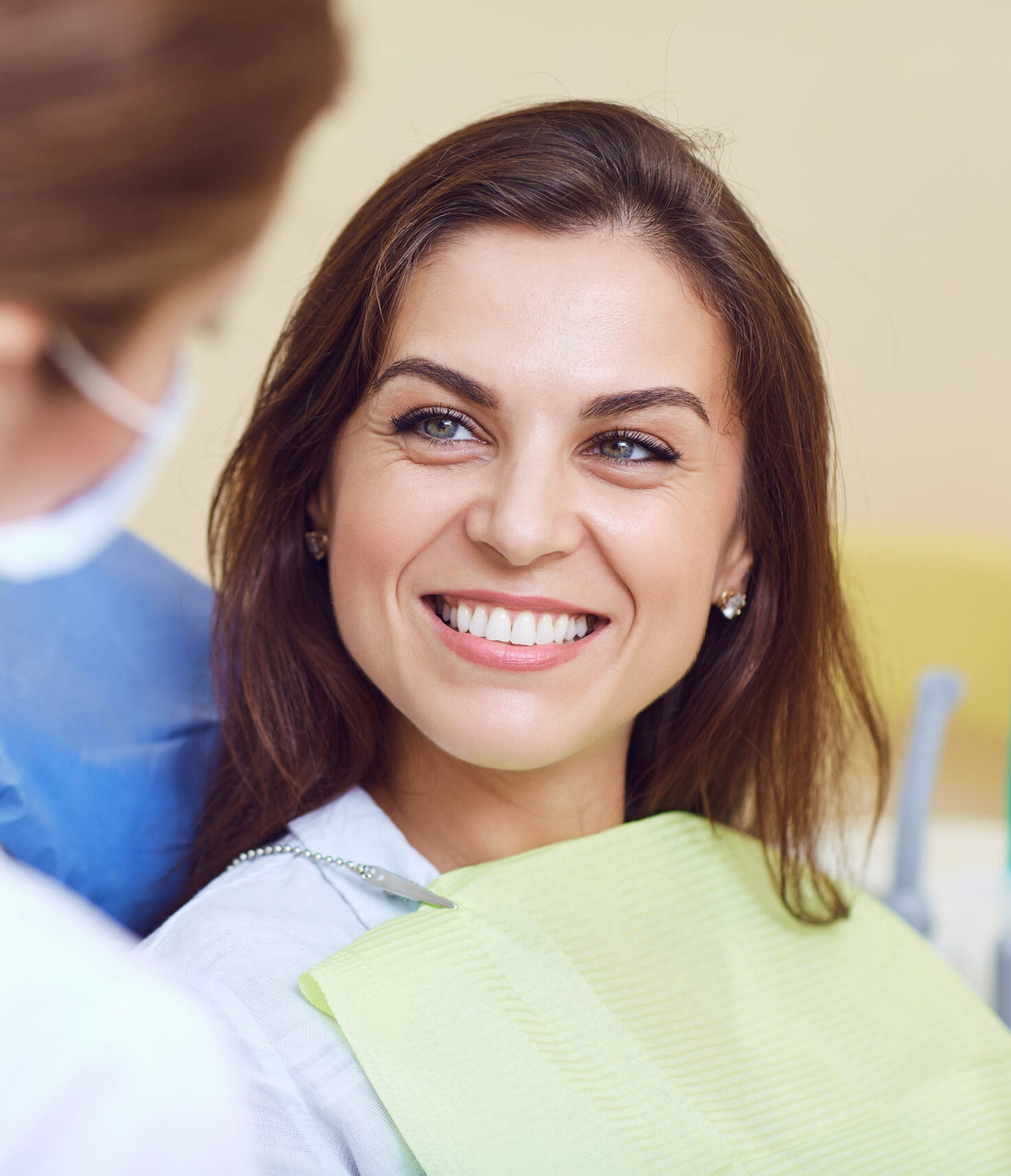 A girl and a dentist in a dental clinic.